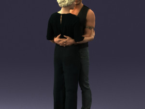 hugging couple in black dress 0354 Model 3D
