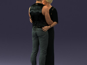 hugging couple in black dress 0354 Model 3D