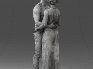 hugging couple in black dress 0354 Model 3D