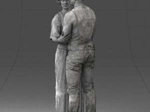 hugging couple in black dress 0354 Model 3D
