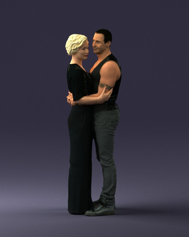 hugging couple in black dress 0354 3d print ready Modèles 3D en vedette .c4d .max .obj .3ds .fbx .stl .blend 