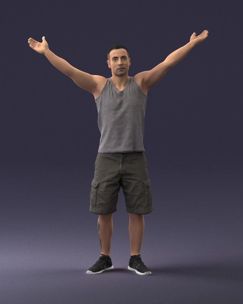 000120 Man with Arms Raised 0225 3dp 3D Print Model .c4d .max .obj .3ds .fbx .stl .blend 