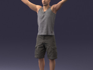 000120 Man with Arms Raised 0225 3dp 3D Baskı Modeli