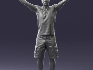 000120 Man with Arms Raised 0225 3dp 3D Print Model