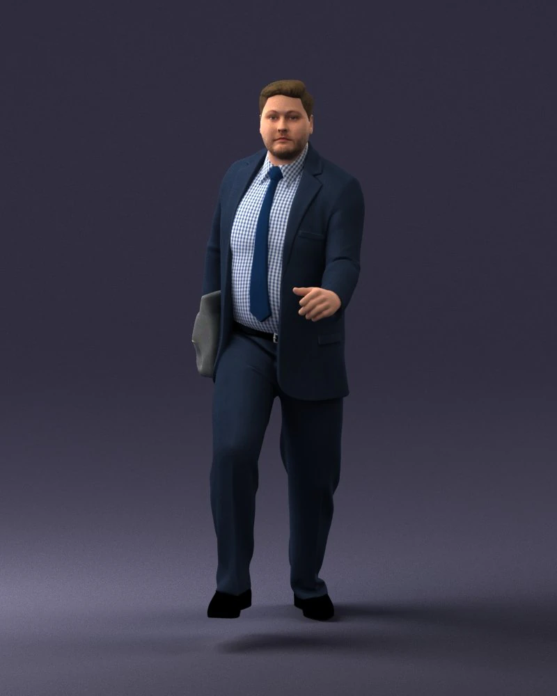 000121 Businessman Walking with Bag 0226 3dp 3D Print Model .c4d .max .obj .3ds .fbx .stl .blend 