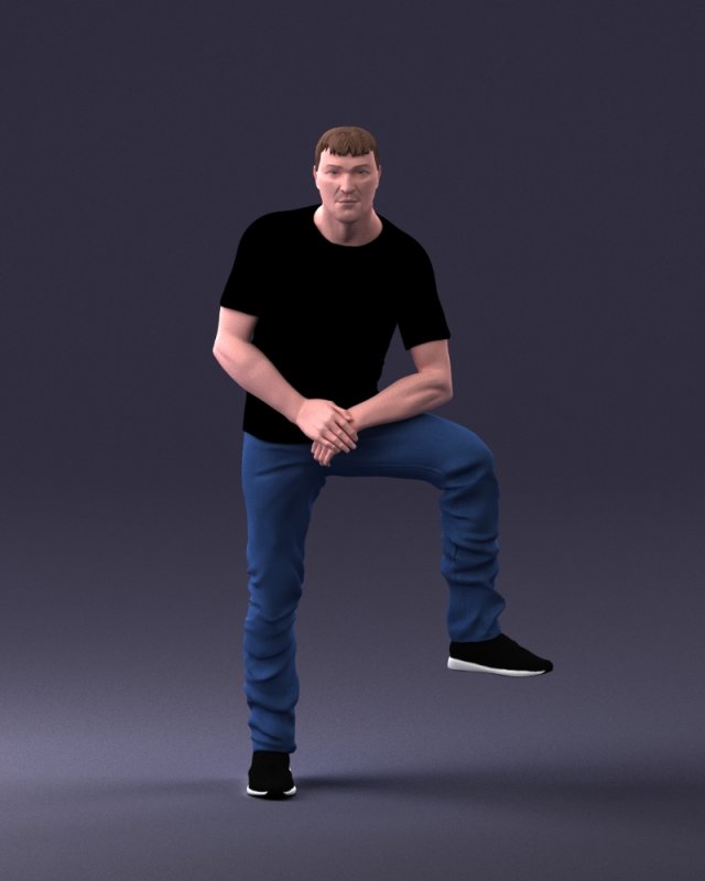 man in black t-shirt 1201 3d print ready 3D-Druckmodell .c4d .max .obj .3ds .fbx .stl .blend 