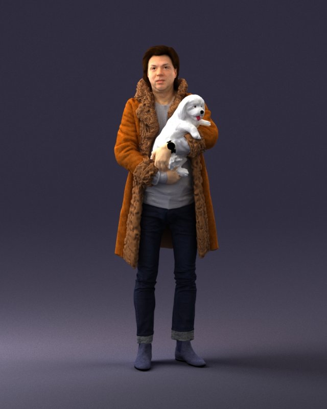 man with dog 0106 Model 3D .c4d .max .obj .3ds .fbx .stl .blend 