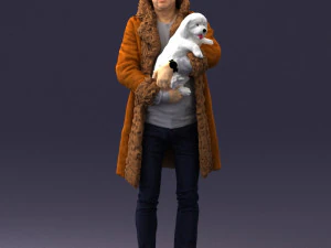 000331 Hombre sosteniendo un perro pequeño 0106 Modelo 3D