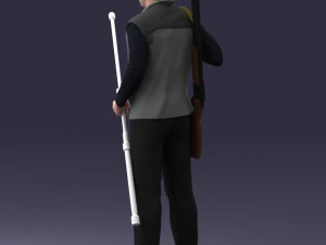 000337 Older Man with Rifle and Fishing Rod 0206 3D Model