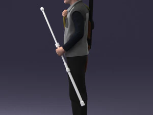000337 Older Man with Rifle and Fishing Rod 0206 3D Model