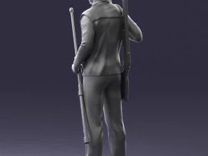 000337 Older Man with Rifle and Fishing Rod 0206 3D Model