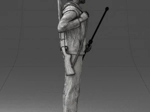 000337 Older Man with Rifle and Fishing Rod 0206 3D Model