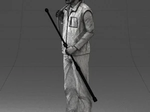 000337 Older Man with Rifle and Fishing Rod 0206 3D Model