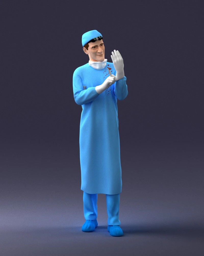 000339 Male Surgeon in Medical Uniform 0222 3D Model .c4d .max .obj .3ds .fbx .stl .blend 