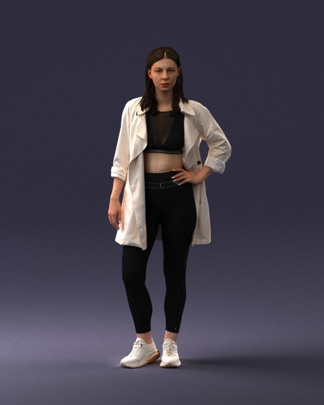 girl in white jacket 0427 Model 3D .c4d .max .obj .3ds .fbx .stl .blend 