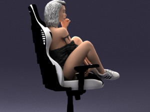 000141 Woman Sitting on Gaming Chair 0626 3D Model