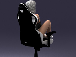 000141 Woman Sitting on Gaming Chair 0626 3D Model