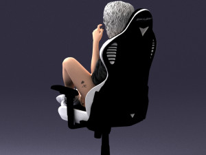 000141 Woman Sitting on Gaming Chair 0626 3D Model
