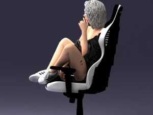 000141 Woman Sitting on Gaming Chair 0626 3D Model