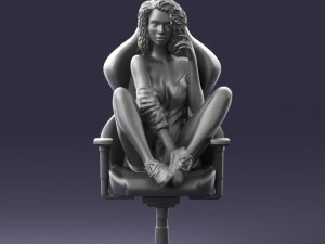 000141 Woman Sitting on Gaming Chair 0626 3D Model