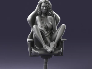 000141 Woman Sitting on Gaming Chair 0626 3D Model