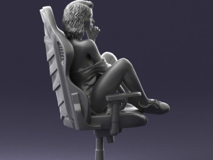 000141 Woman Sitting on Gaming Chair 0626 3D Model