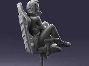 000141 Woman Sitting on Gaming Chair 0626 3D Model