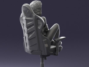 000141 Woman Sitting on Gaming Chair 0626 3D Model
