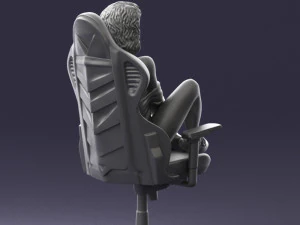 000141 Woman Sitting on Gaming Chair 0626 3D Model