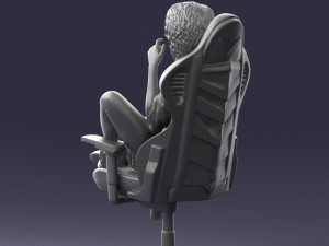 000141 Woman Sitting on Gaming Chair 0626 3D Model