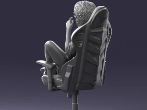 000141 Woman Sitting on Gaming Chair 0626 3D Model