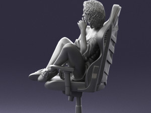 000141 Woman Sitting on Gaming Chair 0626 3D Model