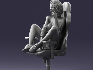 000141 Woman Sitting on Gaming Chair 0626 3D Model