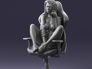 000141 Woman Sitting on Gaming Chair 0626 3D Model