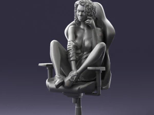 000141 Woman Sitting on Gaming Chair 0626 3D Model
