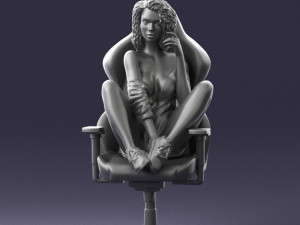 000141 Woman Sitting on Gaming Chair 0626 3D Model