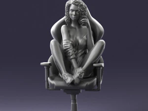 000141 Woman Sitting on Gaming Chair 0626 3D Model