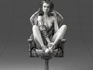 000141 Woman Sitting on Gaming Chair 0626 3D Model