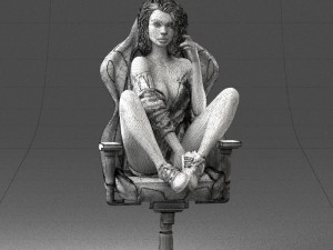 000141 Woman Sitting on Gaming Chair 0626 3D Model
