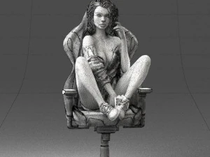 000141 Woman Sitting on Gaming Chair 0626 3D Model