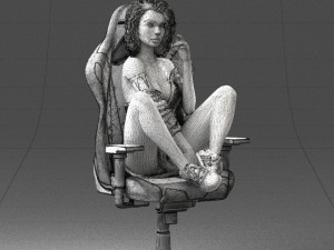 000141 Woman Sitting on Gaming Chair 0626 3D Model