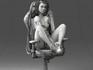 000141 Woman Sitting on Gaming Chair 0626 3D Model