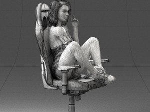 000141 Woman Sitting on Gaming Chair 0626 3D Model