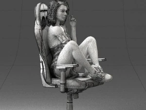 000141 Woman Sitting on Gaming Chair 0626 3D Model
