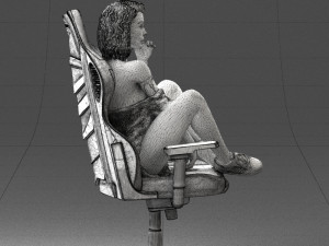 000141 Woman Sitting on Gaming Chair 0626 3D Model