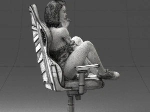 000141 Woman Sitting on Gaming Chair 0626 3D Model