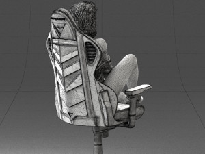 000141 Woman Sitting on Gaming Chair 0626 3D Model