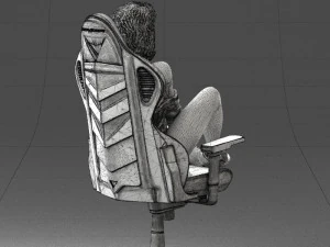 000141 Woman Sitting on Gaming Chair 0626 3D Model