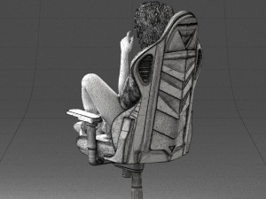 000141 Woman Sitting on Gaming Chair 0626 3D Model