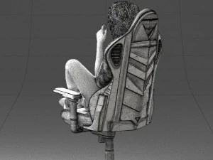 000141 Woman Sitting on Gaming Chair 0626 3D Model